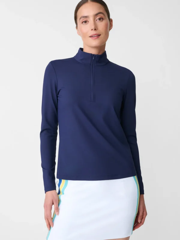 Outlet J. McLaughlin Ace 1/4 Zip Top Navy