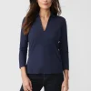 Outlet J. McLaughlin Aida 3/4 Sleeve Top Winter Navy