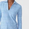 Store J. McLaughlin Aida 3/4 Sleeve Top In Pocket Square Blue/Cream