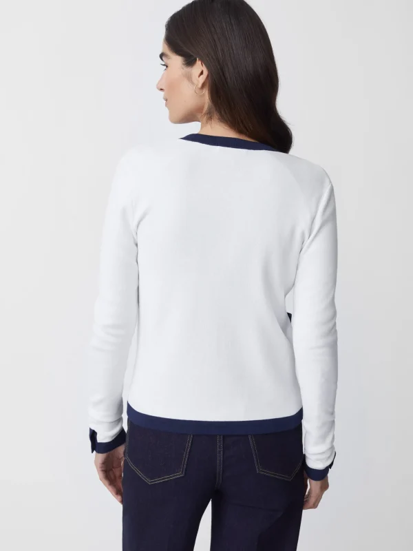 Discount J. McLaughlin Ainsley Cardigan White/Navy