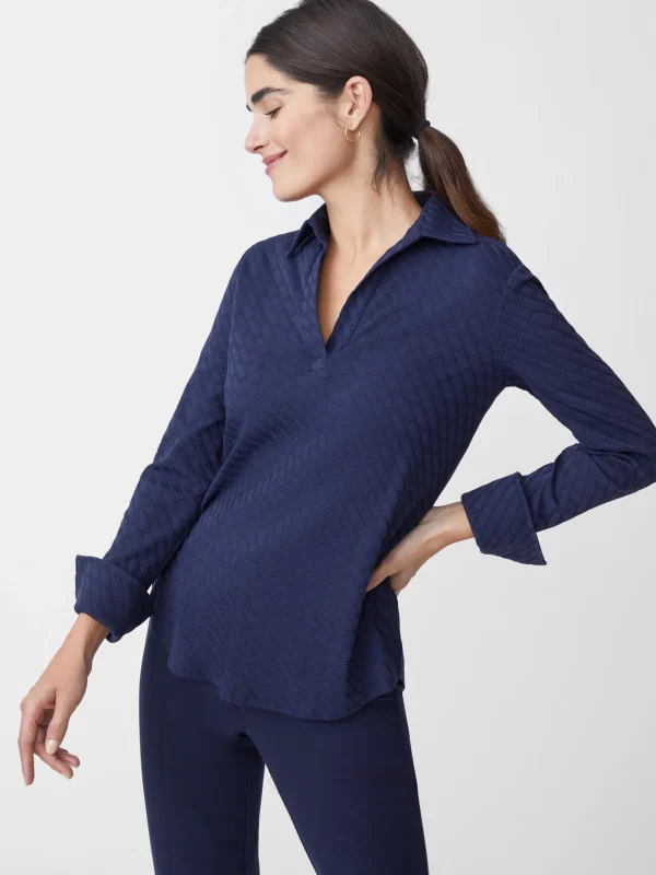 Cheap J. McLaughlin Alfie Tunic In Fernwood Geo Jacquard Navy