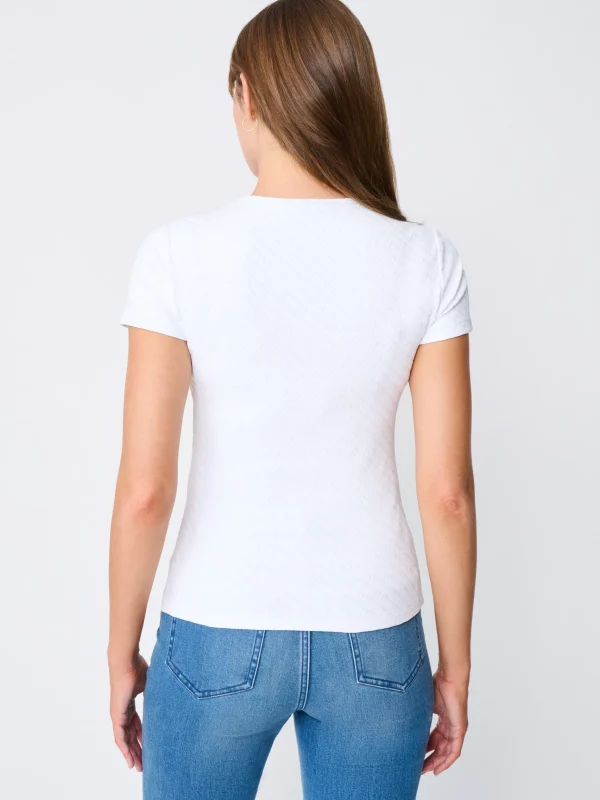 Sale J. McLaughlin Allie Cap Sleeve Tee In Fernwood Geo Jacquard White