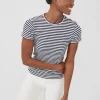 Cheap J. McLaughlin Allie Cap Sleeve Tee In Stripe White/Navy