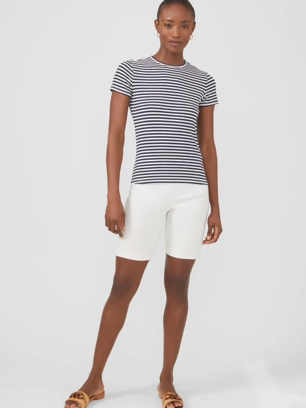 Cheap J. McLaughlin Allie Cap Sleeve Tee In Stripe White/Navy