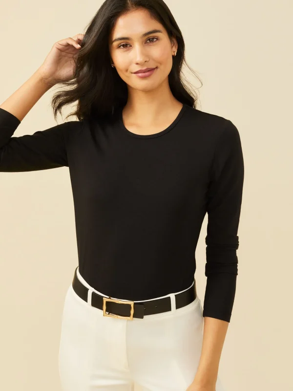 Fashion J. McLaughlin Allie Long Sleeve Tee Black