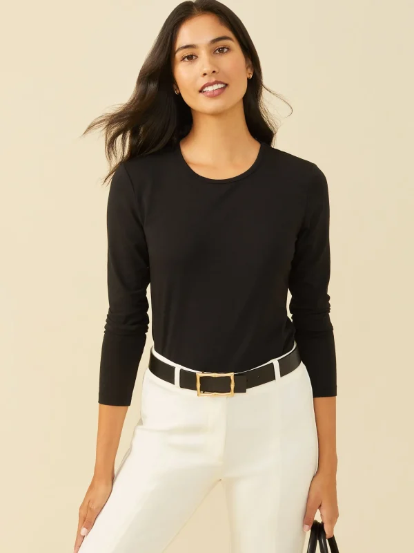 Fashion J. McLaughlin Allie Long Sleeve Tee Black