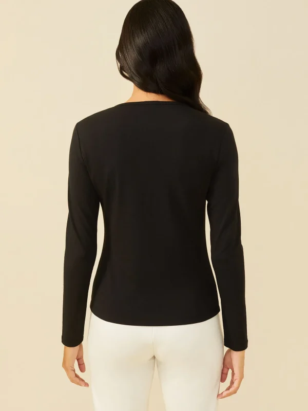 Fashion J. McLaughlin Allie Long Sleeve Tee Black