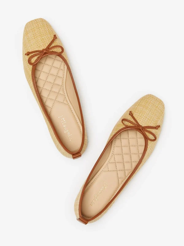 Store J. McLaughlin Anastasia Raffia Flats Beachwood/Cognac