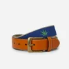 Cheap J. McLaughlin Archie Embroidered Belt In Marijuana Leaf Navy/Green