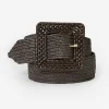 Hot J. McLaughlin Ariella Raffia Belt Dark Brown