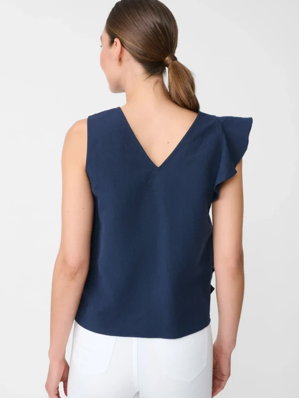 Store J. McLaughlin Athena Linen Blouse Navy