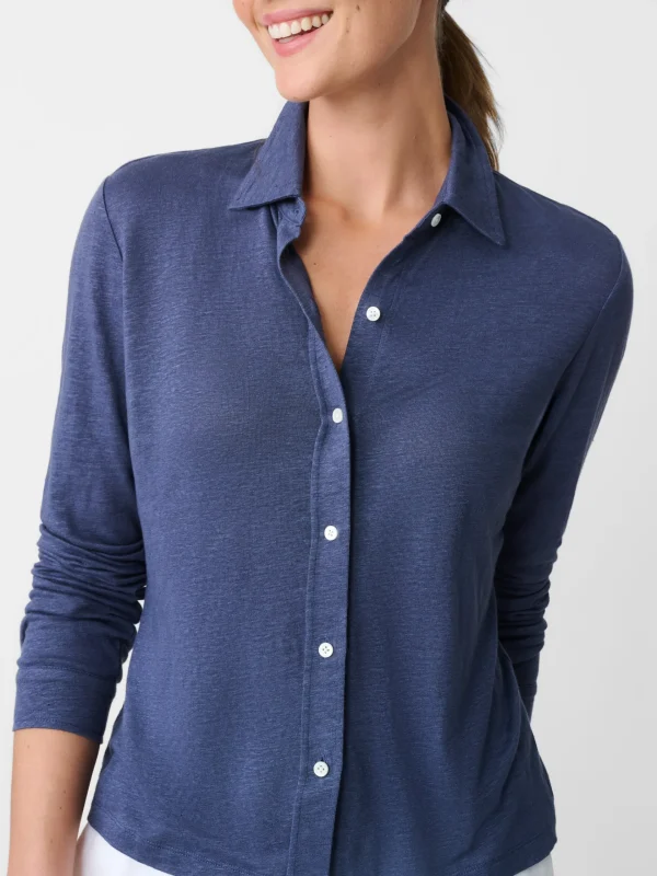 Outlet J. McLaughlin Betty Linen Shirt Indigo