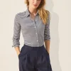 Best Sale J. McLaughlin Betty Linen Shirt In Stripe White/Navy