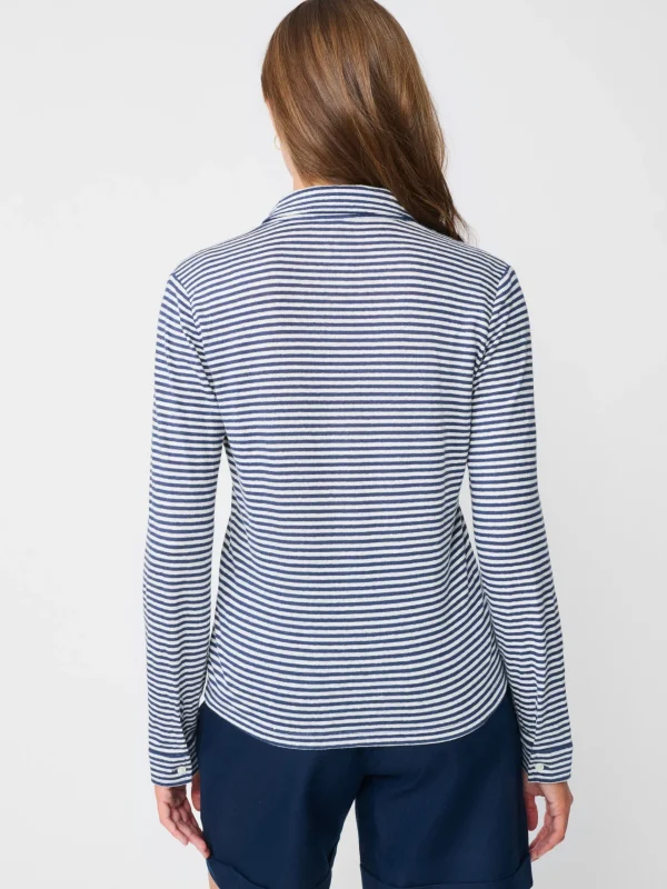 Best Sale J. McLaughlin Betty Linen Shirt In Stripe White/Navy