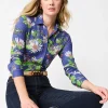 Clearance J. McLaughlin Betty Shirt In Jardin Mariposa Navy/Multi