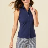 Hot J. McLaughlin Betty Sleeveless Shirt Winter Navy