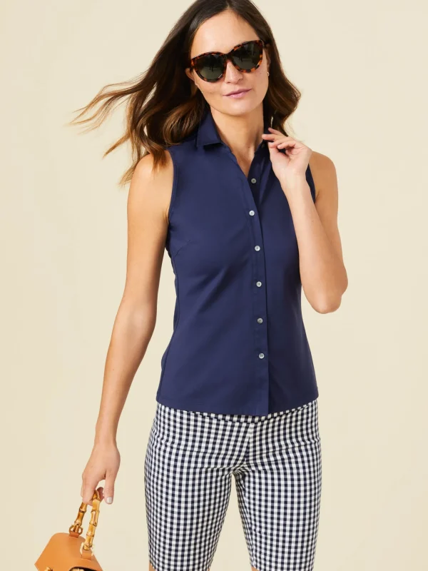 Hot J. McLaughlin Betty Sleeveless Shirt Winter Navy