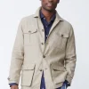 Shop J. McLaughlin Brando Linen Safari Jacket In Herringbone Khaki