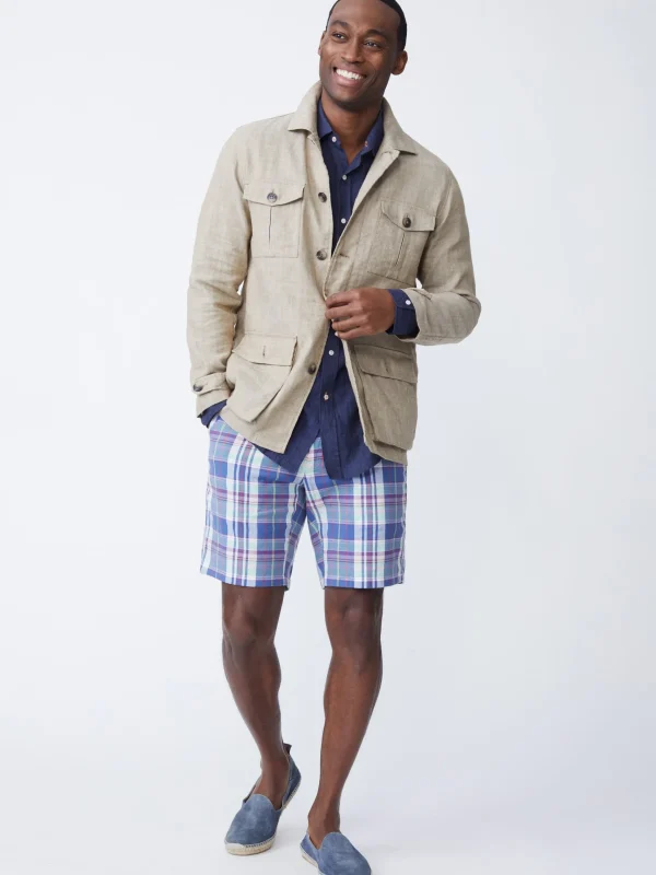 Shop J. McLaughlin Brando Linen Safari Jacket In Herringbone Khaki