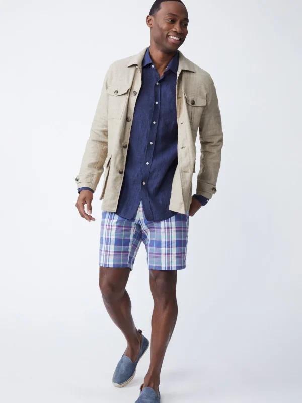 Shop J. McLaughlin Brando Linen Safari Jacket In Herringbone Khaki