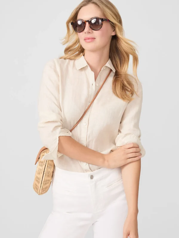 Store J. McLaughlin Britt Linen Shirt Tan