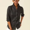 Flash Sale J. McLaughlin Britt Linen Shirt Black