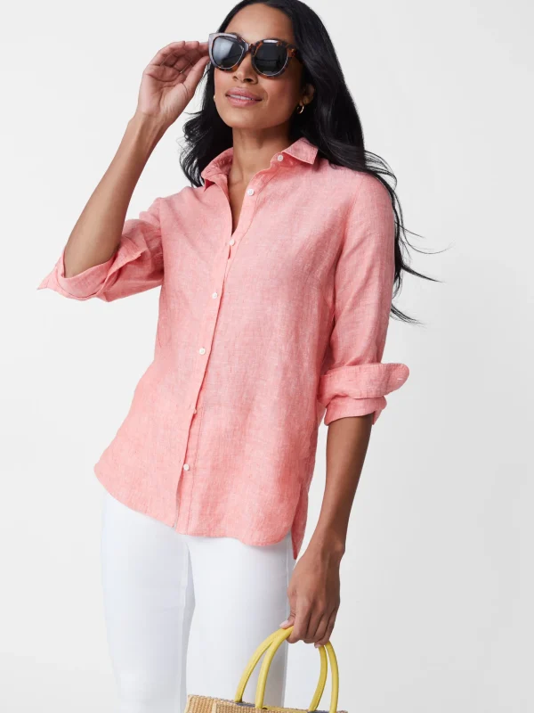 Sale J. McLaughlin Britt Linen Shirt Tangerine