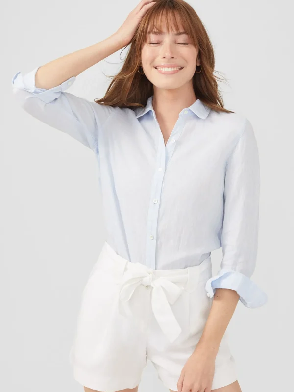 Hot J. McLaughlin Britt Linen Shirt Sky Blue