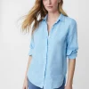 Outlet J. McLaughlin Britt Linen Shirt Pool Blue