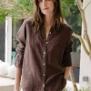 Cheap J. McLaughlin Britt Linen Shirt Dark Brown