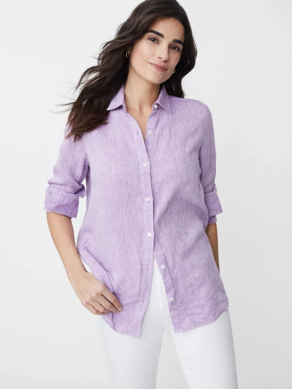 Cheap J. McLaughlin Britt Linen Shirt Elderberry