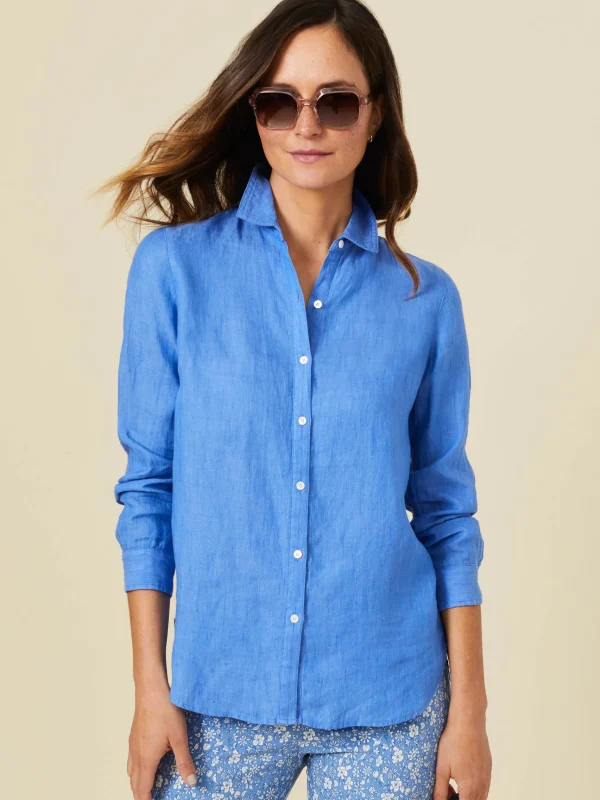 Cheap J. McLaughlin Britt Linen Shirt French Blue