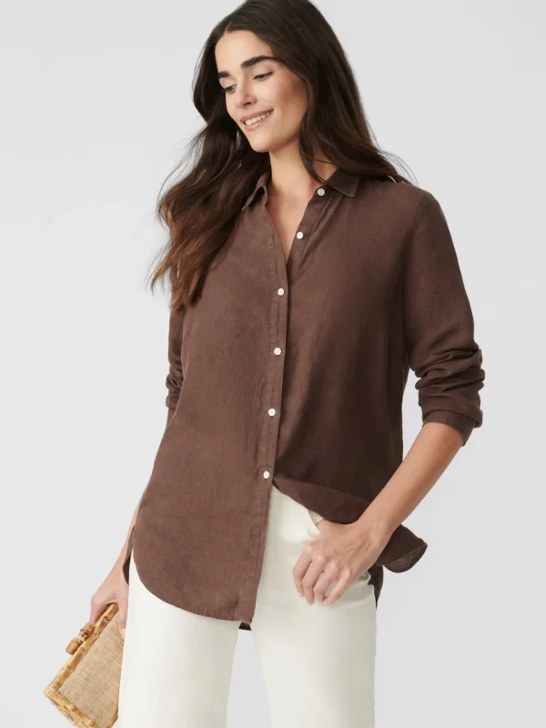 Cheap J. McLaughlin Britt Linen Shirt Dark Brown