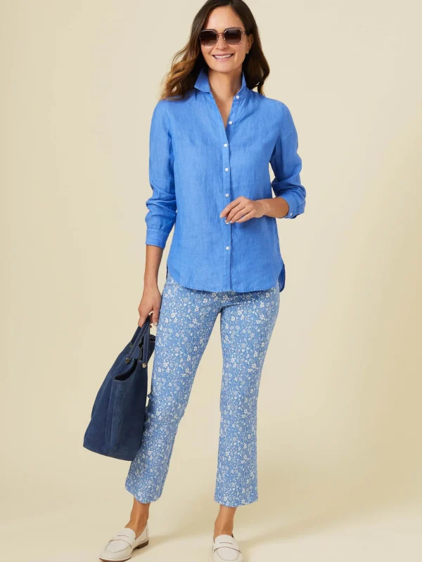 Cheap J. McLaughlin Britt Linen Shirt French Blue