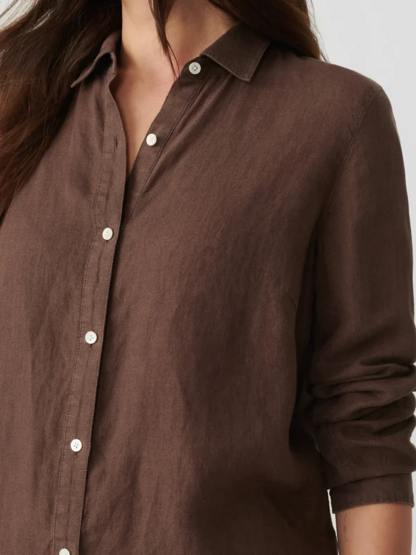 Cheap J. McLaughlin Britt Linen Shirt Dark Brown