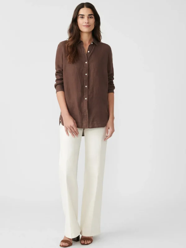 Cheap J. McLaughlin Britt Linen Shirt Dark Brown