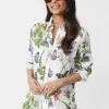 Online J. McLaughlin Britt Linen Shirt In Jardin Mariposa White/Multi