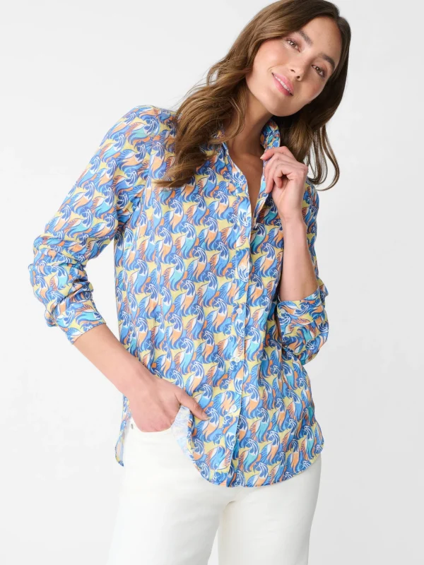 Flash Sale J. McLaughlin Britt Linen Shirt In La Perruche Blue/Multi