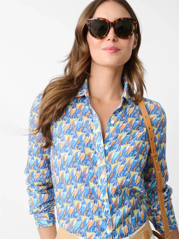 Flash Sale J. McLaughlin Britt Linen Shirt In La Perruche Blue/Multi