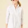 Online J. McLaughlin Britt Linen Shirt In Stripe Tan/White