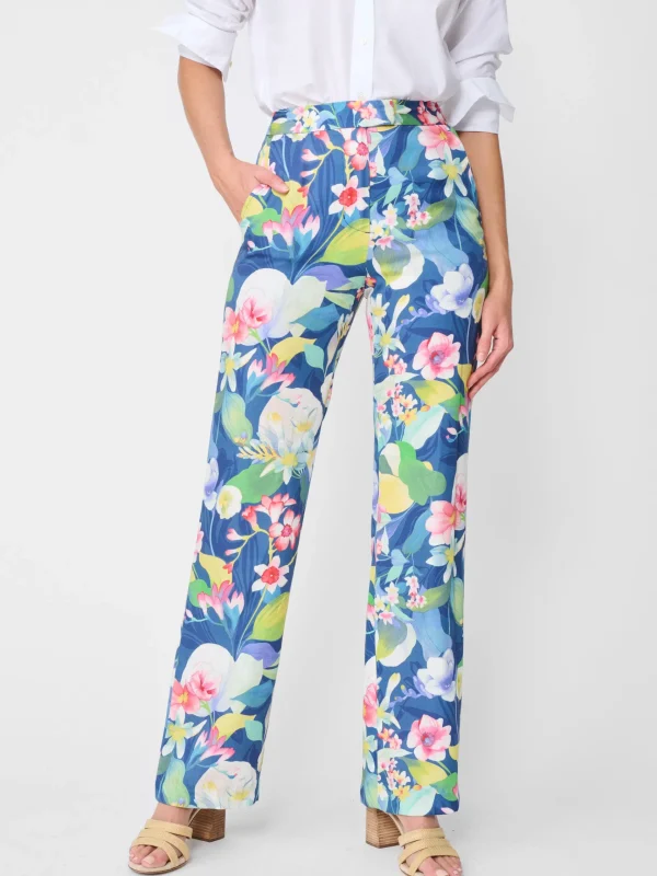 Store J. McLaughlin Broderick Pants In Floral Reef Navy/Multi