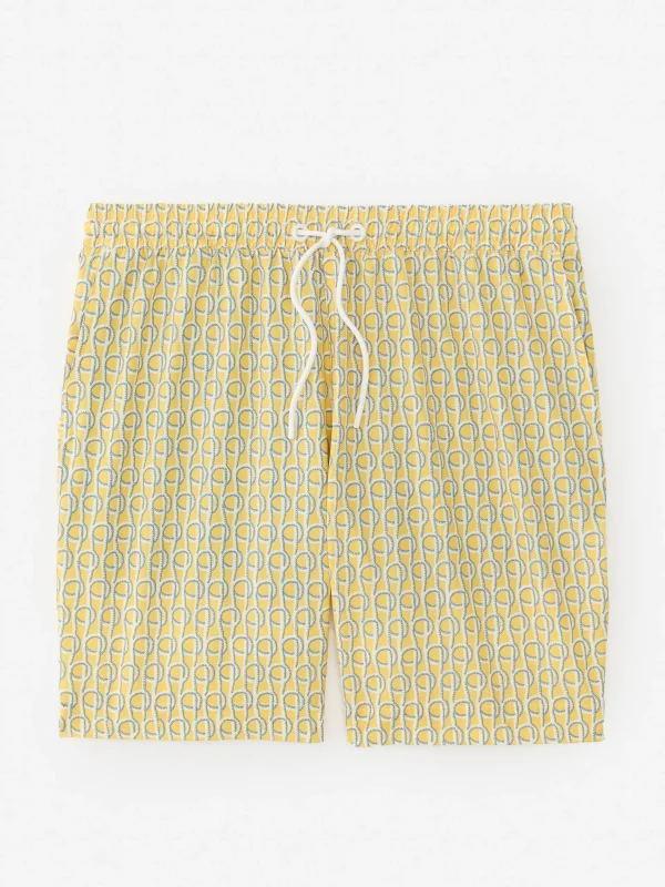 Cheap J. McLaughlin Bruce 7" Swim Trunks In Local Catch Yellow/Off White