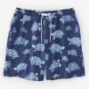 Cheap J. McLaughlin Bruce 7" Swim Trunks In Tortuga Trot Navy/Blue