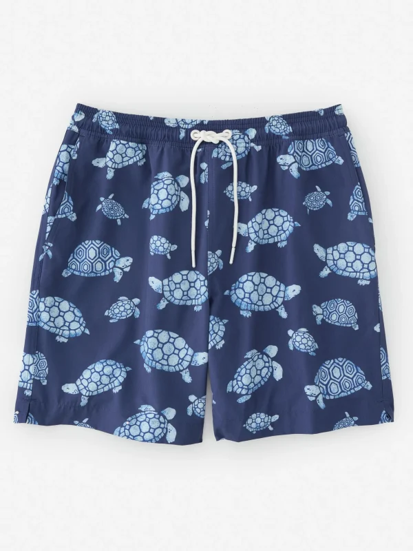 Cheap J. McLaughlin Bruce 7" Swim Trunks In Tortuga Trot Navy/Blue