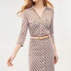 Outlet J. McLaughlin Brynn Dress In Mini Fernwood Geo Brown/Denim Blue