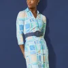 Outlet J. McLaughlin Brynn Dress In Paintbrush Plaid Light Blue/Aqua