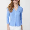 Shop J. McLaughlin Brynn Linen Shirt Tranquil Blue