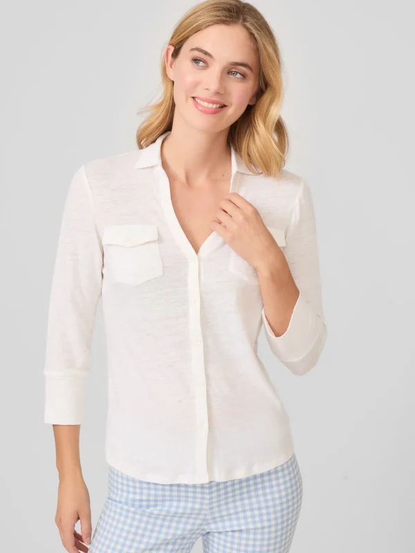 Shop J. McLaughlin Brynn Linen Shirt White