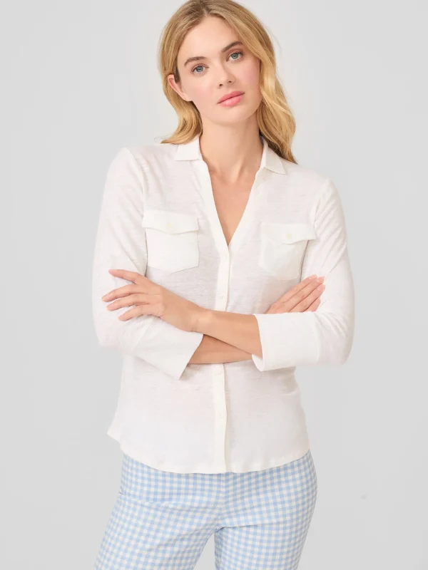 Shop J. McLaughlin Brynn Linen Shirt White