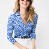 Hot J. McLaughlin Brynn Linen Shirt In Gingko Mosaic Navy/Blue